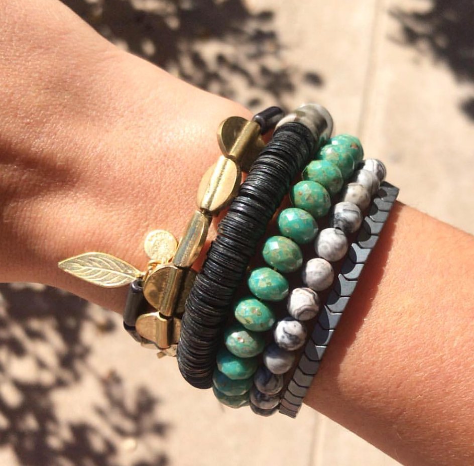 XINB01 Black and turquoise wrap bracelet - The Collective Park City