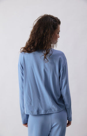 YPAWood Crewneck Long Sleeve Shirt - Melange Blue - The Collective Park City