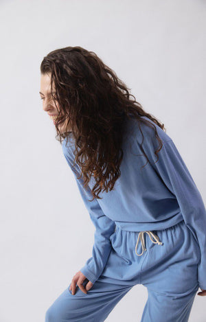 YPAWood Crewneck Long Sleeve Shirt - Melange Blue - The Collective Park City