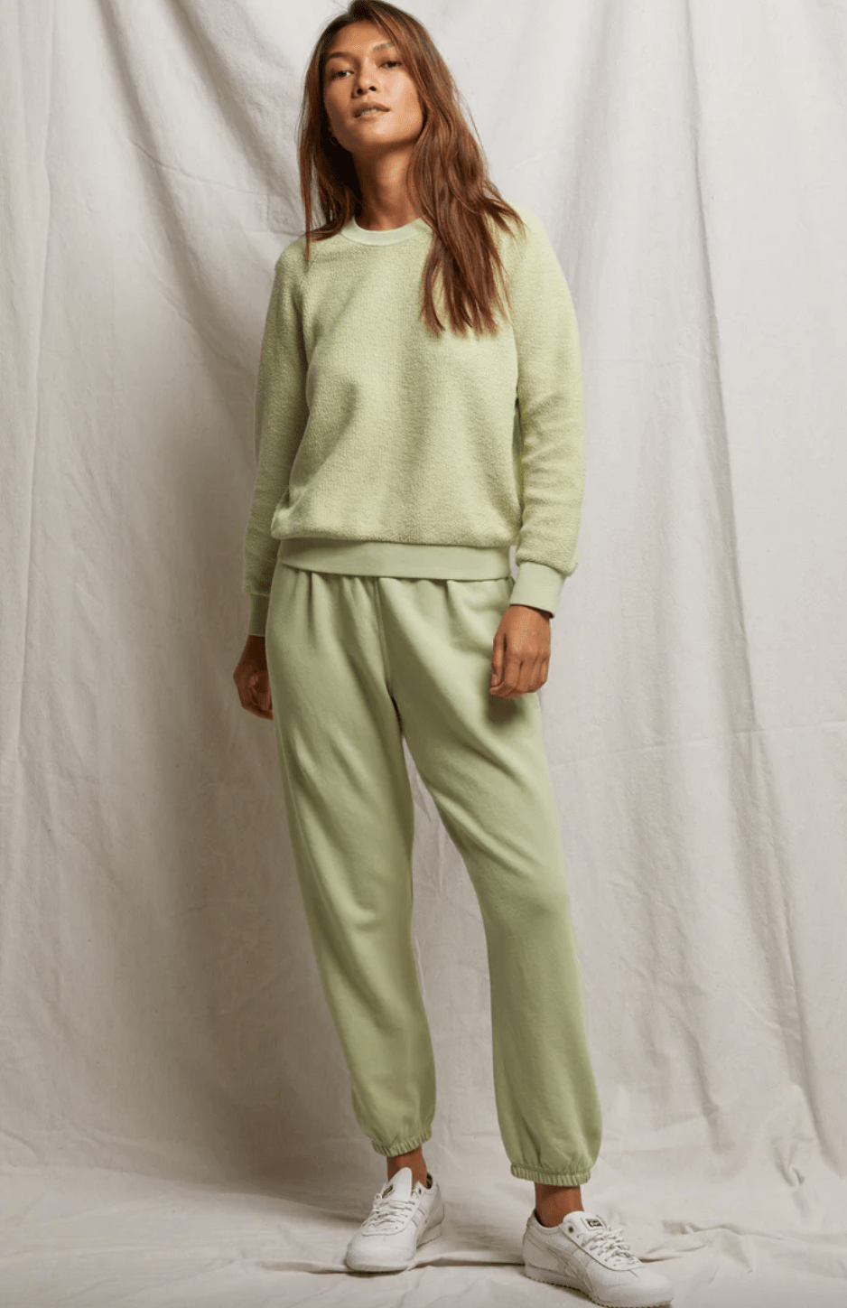 Ziggy Reversed Fleece Crew Sweatshirt - Pistachio - The Collective Park City
