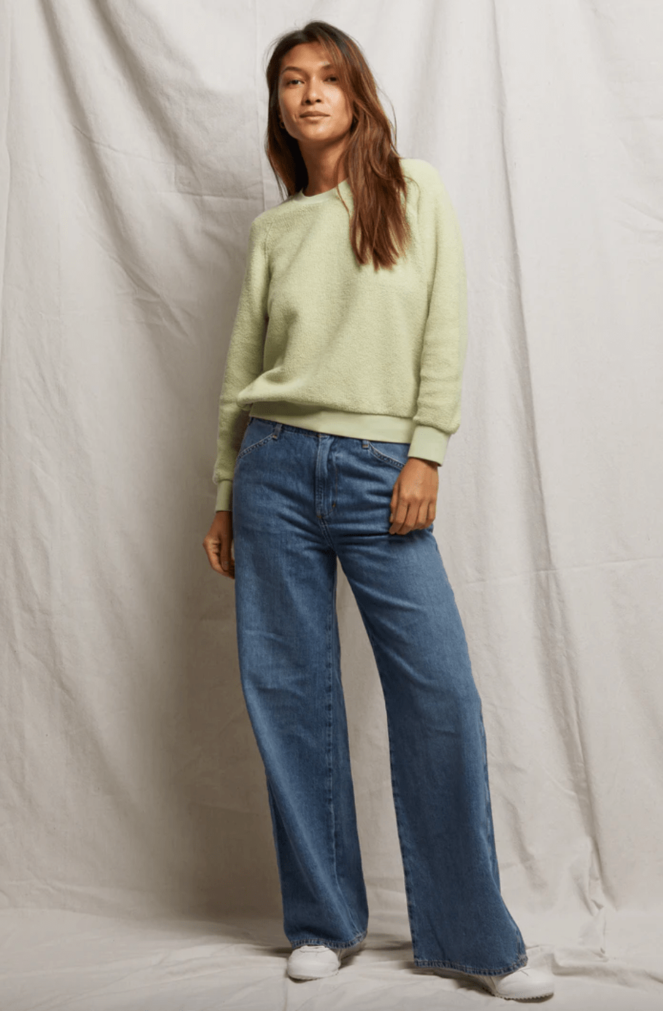 Ziggy Reversed Fleece Crew Sweatshirt - Pistachio - The Collective Park City
