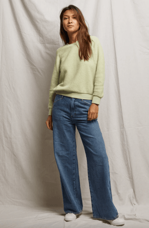 Ziggy Reversed Fleece Crew Sweatshirt - Pistachio - The Collective Park City
