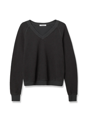 Zuri Reversed Fleece V Neck Sweatershirt - The Collective Park City