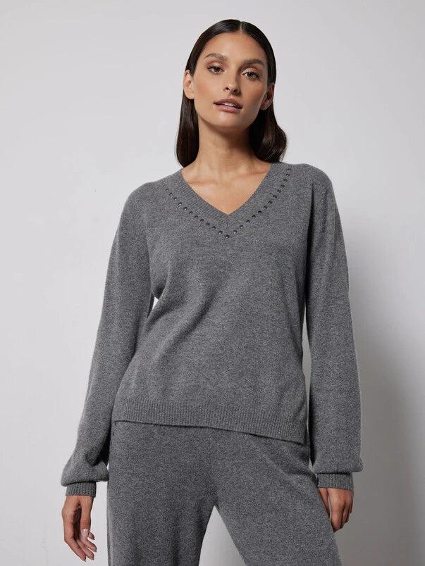 Mirja V Neck Studded Sweater