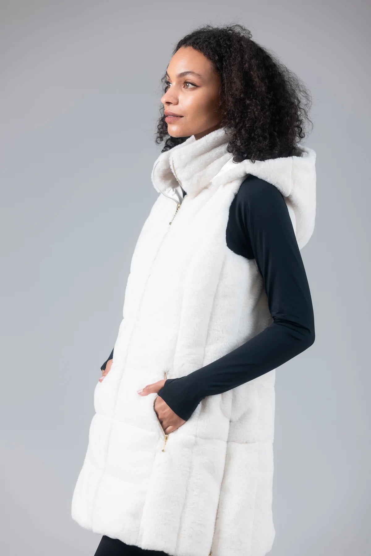 Faux Fur Long Vest Jacket