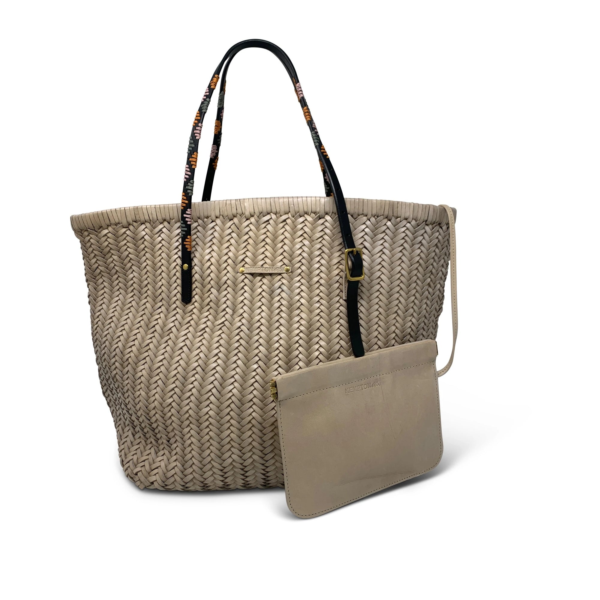 Chalk Weaved Leather Tote