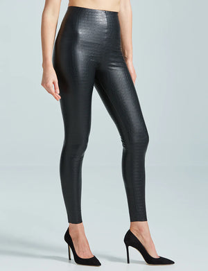 Faux Leather Animal Legging - The Collective Park City