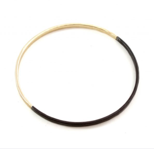 CZ LV Black and Gold Button bracelet