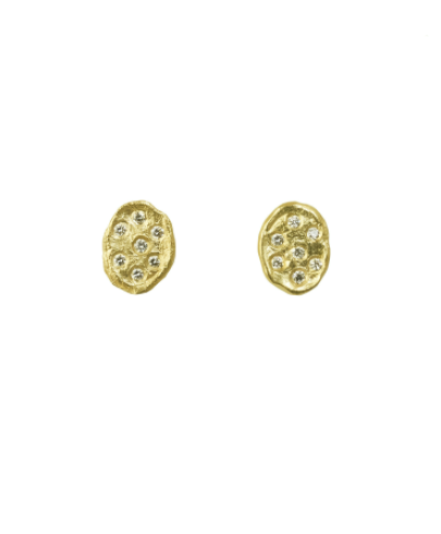 14k Gold Flake Diamond Cluster Earrings