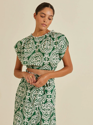 Medallion Ruched Crop Top