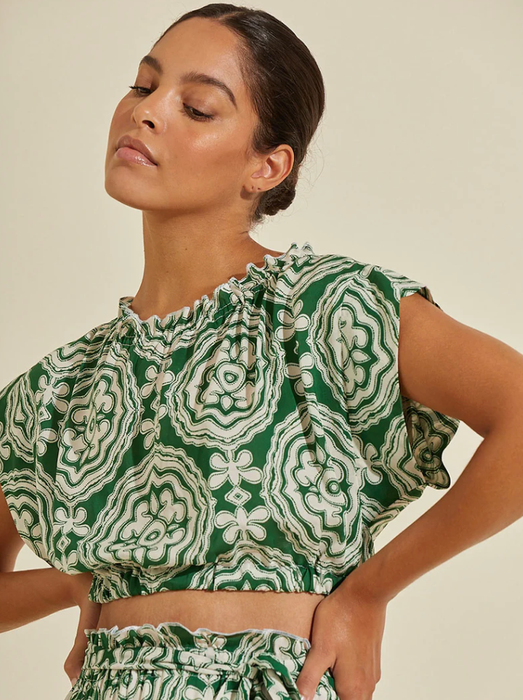 Medallion Ruched Crop Top