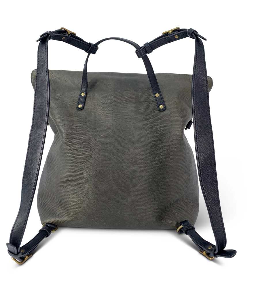 Olive Petite Lizard Convertible Backpack Tote