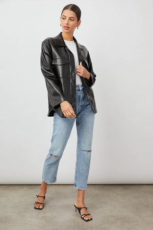 Xander Faux Leather Button Down Shirt
