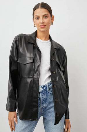 Xander Faux Leather Button Down Shirt