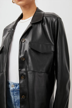 Xander Faux Leather Button Down Shirt