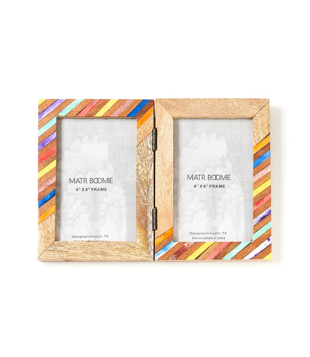 Banka Mundi Carved Bone and Wood Hinged Picture Frame - Multicolor 4x6 - The Collective Park City