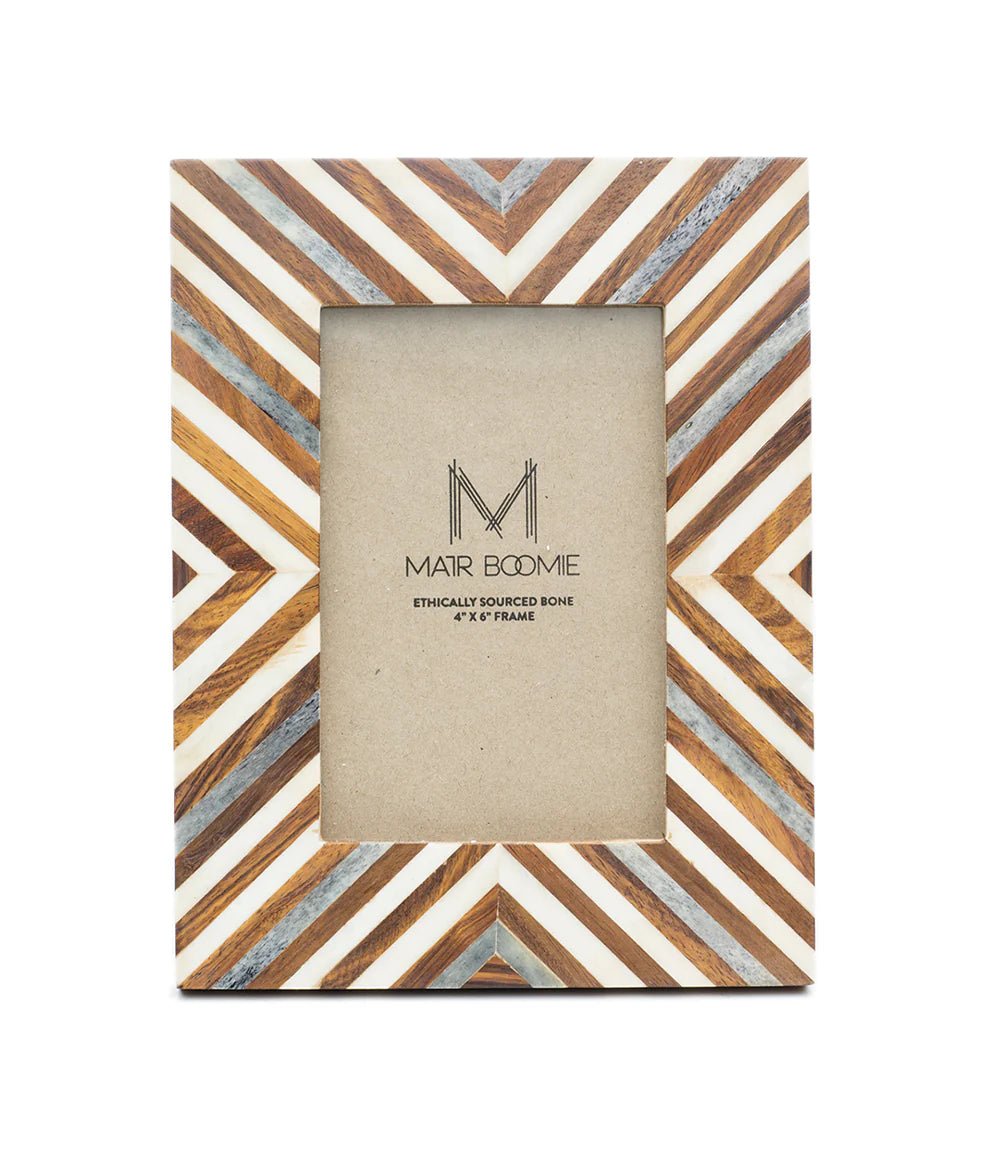 Banka Mundi Carved Bone and Wood Picture Frame - 4x6 - The Collective Park City