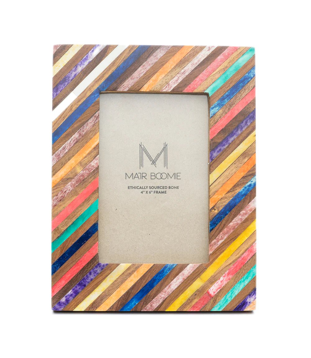 Banka Mundi Carved Bone and Wood Picture Frame - multicolor 4x6 - The Collective Park City