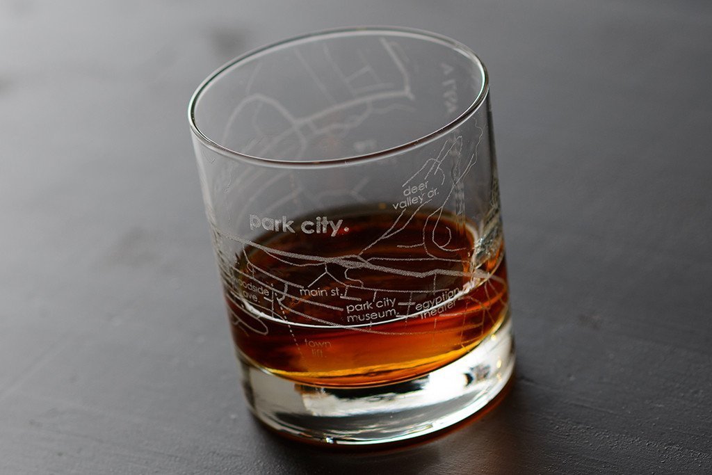 Home Town Park City Maps Rocks Glass - The Collective Park City