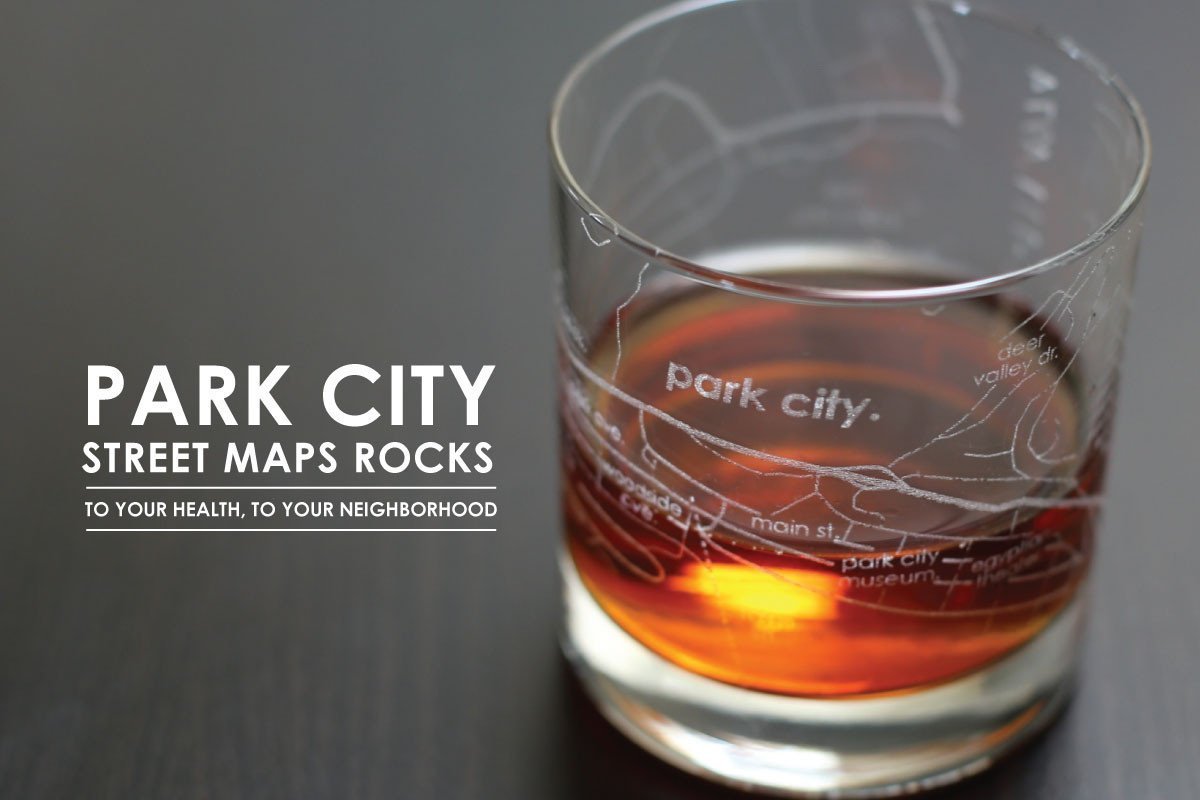 Home Town Park City Maps Rocks Glass - The Collective Park City